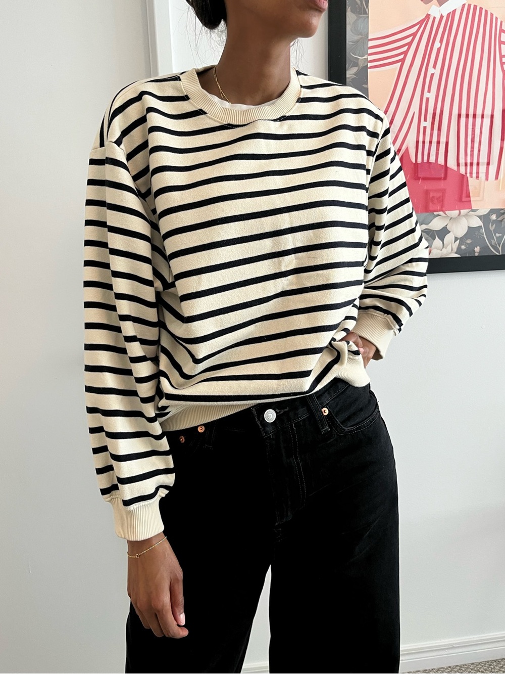 Oak + Fort striped crewneck Sweater XS